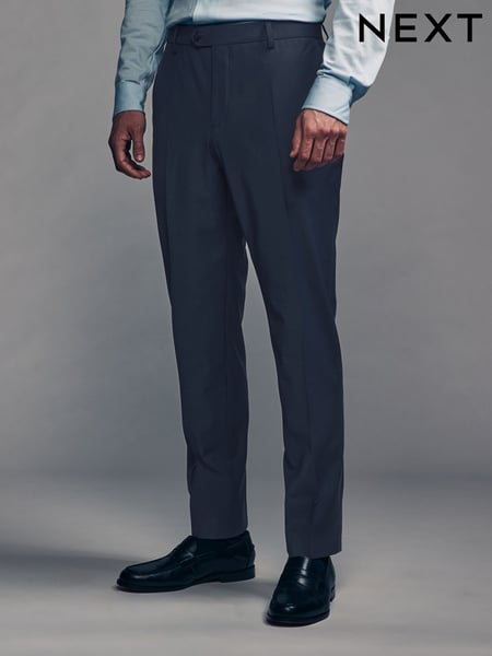Navy Blue Slim Fit Wool Blend Motionflex Suit Trousers (E25506) | € 48