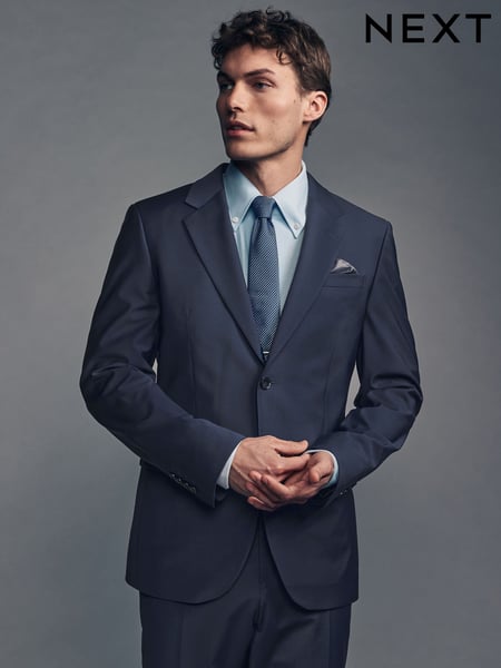 Navy Blue Slim Fit Wool Blend Motionflex Suit Jacket (E25511) | € 85