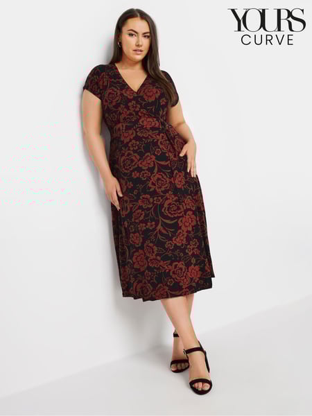 Yours Curve Red Floral Print Wrap Dress (E25657) | € 58