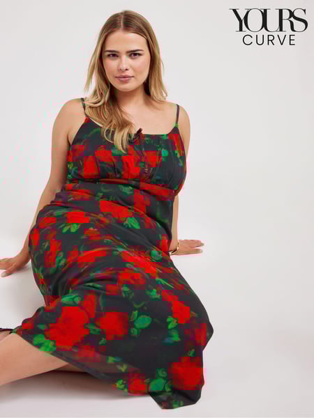 Yours Curve Black London Floral Midaxi Dress (E25678) | € 39