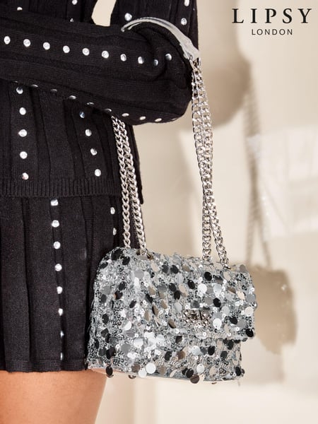 Lipsy Silver Sequin Embellished Multiway Crossbody Bag (E25833) | € 42