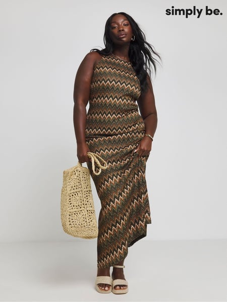 Simply Be Brown Crochet Look Maxi Dress (E25981) | € 30