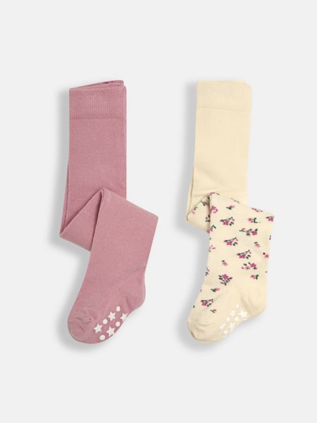 JoJo Maman Bébé Pastel Pink 2-Pack Cotton Rich Tights (E26019) | € 24