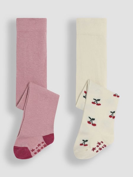 JoJo Maman Bébé Red Cotton Rich Cherry Tights 2 Pack (E26020) | € 24