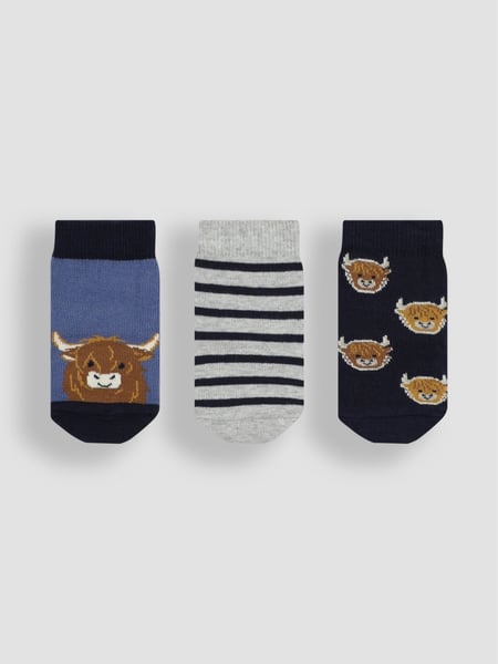 JoJo Maman Bébé Navy 3-Pack Farmyard Socks (E26022) | € 15