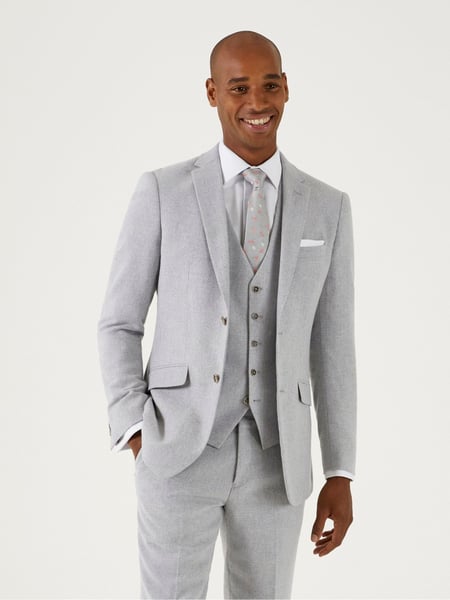 Skopes Grey Dark Jude Tweed Tailored Fit Suit Jacket (E26051) | € 211