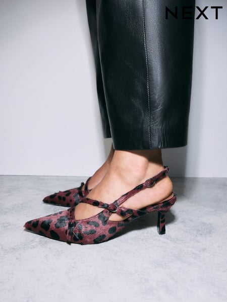 Red Forever Comfort® Leather Multi Buckle Slingback Heels (E26127) | € 86