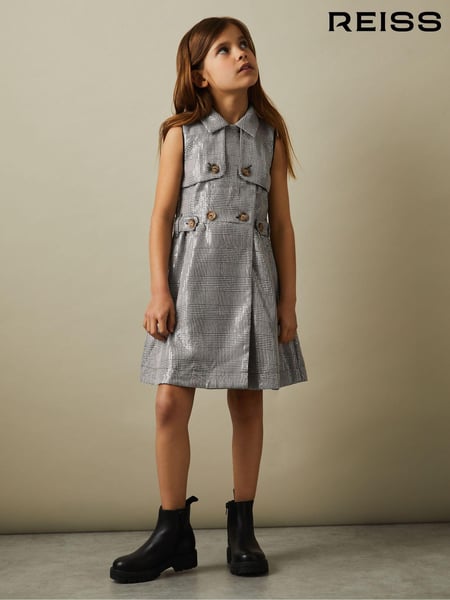 Reiss Black/White Gweneth 4-9 yrs Sequin Dogtooth Double-Breasted Dress (E26487) | € 125