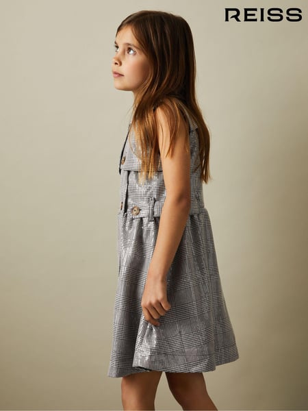 Reiss Black/White Gweneth 9-13 yrs Sequin Dogtooth Double-Breasted Dress (E26497) | € 134