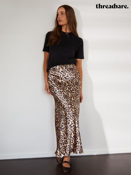 Threadbare Leopard Maxi Satin Slip Skirt (E27009) | € 62