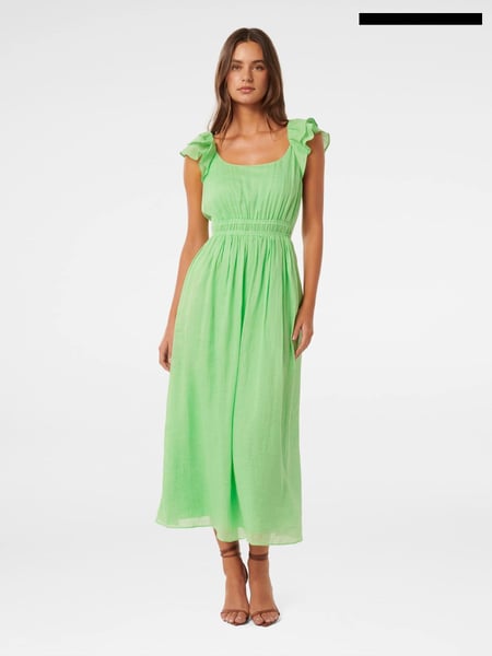 Forever New Green Tonya Flutter Sleeves Dress (E27273) | € 109