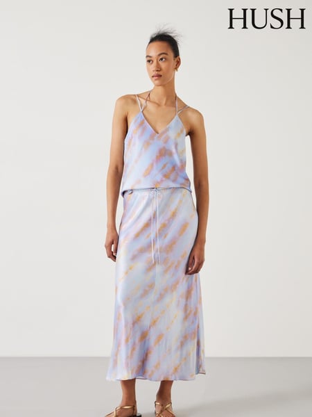 Hush Blue Indra Satin Maxi Skirts (E27414) | € 53