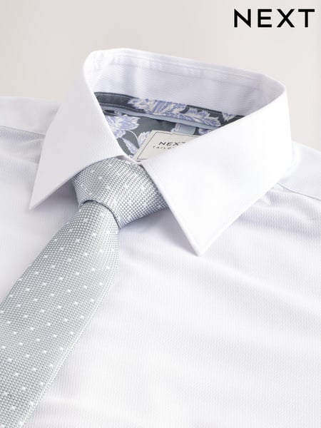 White/Sage Green Dot Slim Fit Occasion Shirt And Tie Pack (E28054) | € 58