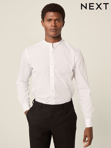 White Grandad Collar Easy Care Smart Shirt (E28059) | € 30