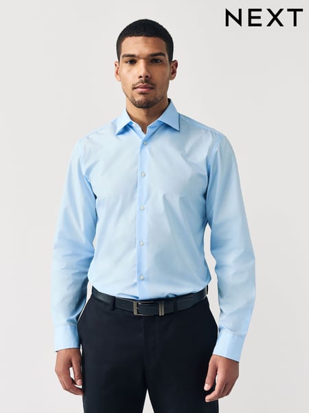 Blue Slim Fit Cutaway Collar Easy Care Smart Shirt (E28062) | € 33