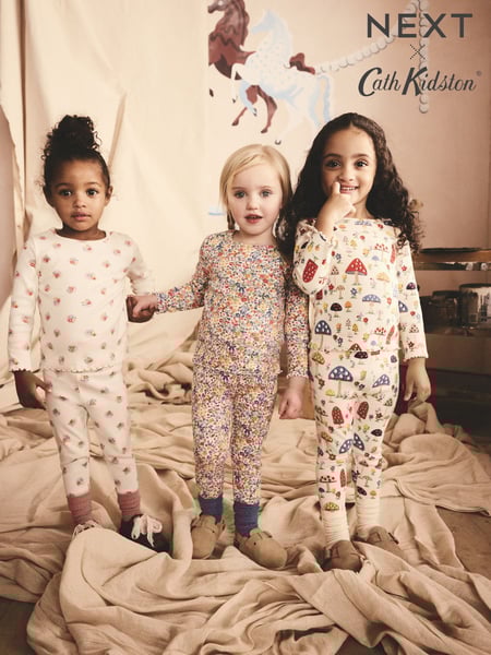 Cath Kidston Navy Floral Long Sleeve Ribbed T-Shirts 3 Pack (3mths-7yrs) (E28267) | € 26 - € 31
