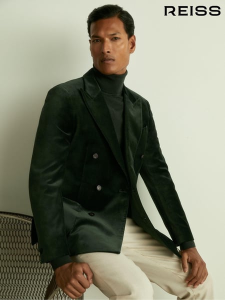 Reiss Forest Green Royale Velvet Double-Breasted Blazer (E28598) | € 512
