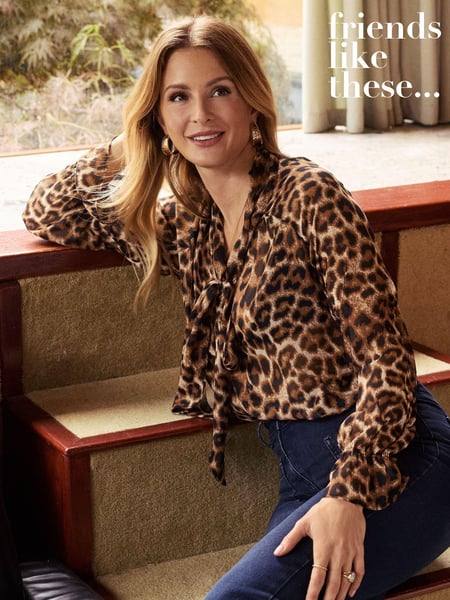 Friends Like These Brown Long Sleeve Animal Tie Neck Chiffon Blouse (E29307) | € 29