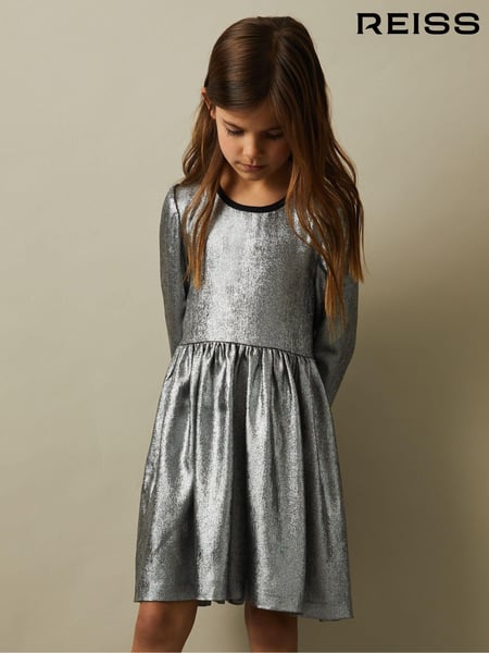 Reiss Silver Joy 4-9 yrs Metallic Fit and Flare Dress (E29702) | € 101