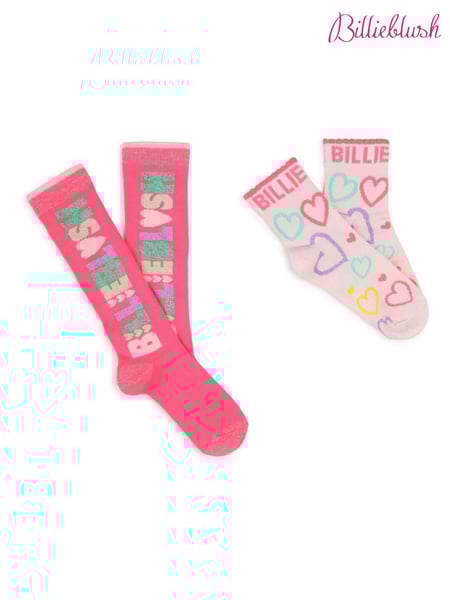Billieblush Pink Logo Heart Print Socks 2 Pack (E29740) | € 22
