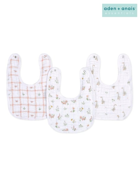 aden + anais Pink Essentials 100% Cotton Country Floral Muslin Baby Snap Bibs 3 Pack (E30174) | € 20