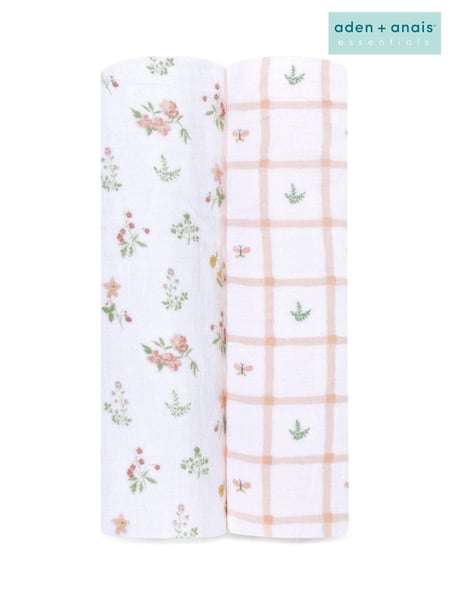 aden + anais Pink Essentials 100% Cotton Blanket Country Floral  Muslins 2 Pack (E30178) | € 34