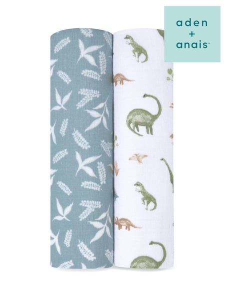 aden + anais Green Essentials 100% Cotton Blanket Dino Jungle Muslins 2 Pack (E30183) | € 34