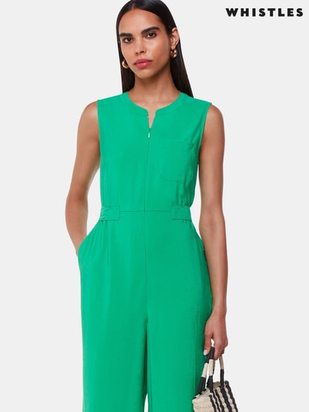 Whistles Green Josie Zip Front Jumpsuit (E31690) | € 186