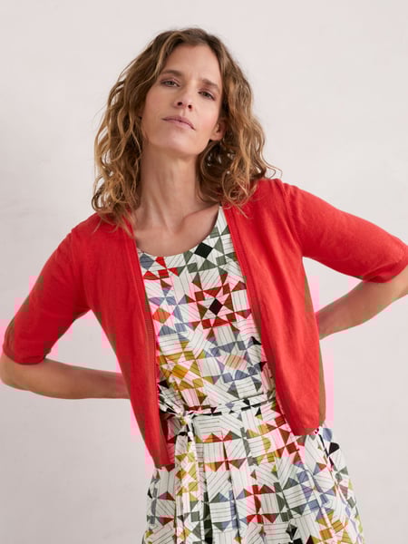 Seasalt Cornwall Red Tamsyn V-Neck Jersey Midi Dress (E32279) | € 32