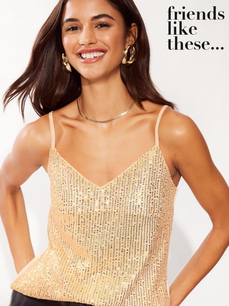 Friends Like These Gold Embellished Sequin Cami (E32787) | € 11