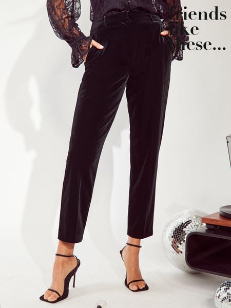 Friends Like These Black Velvet Tailored Ankle Grazer Trousers Co Ord Suit (E33367) | € 55