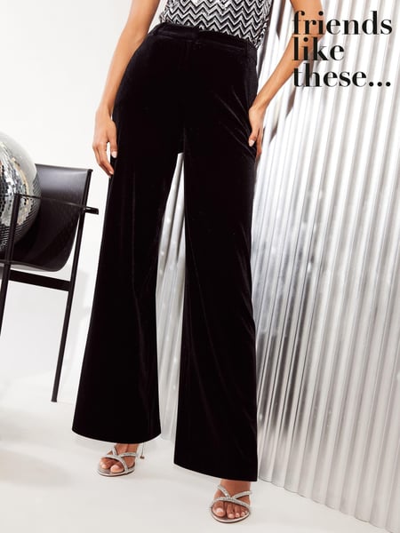 Friends Like These Black Petite Velvet Tailored Wide Leg Trousers Co Ord Suit (E33371) | € 61