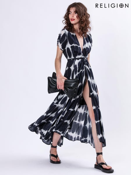Religion Blue Delight Wrap Dress With Full Skirt (E33839) | € 97