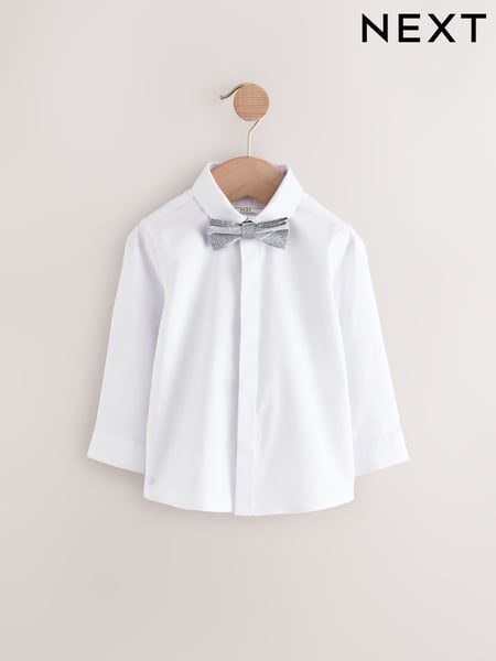 White Long Sleeve Shirt and Bowtie Set (3mths-7yrs) (E35116) | € 18 - € 21