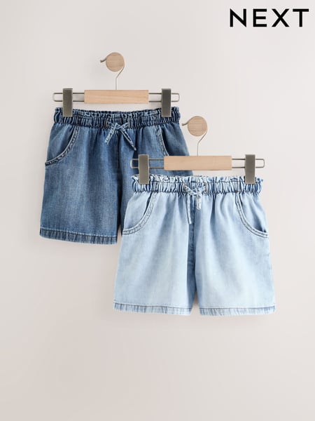 Mid Blue 100% Cotton Denim Shorts 2 Pack (3-16yrs) (E35574) | € 30 - € 37
