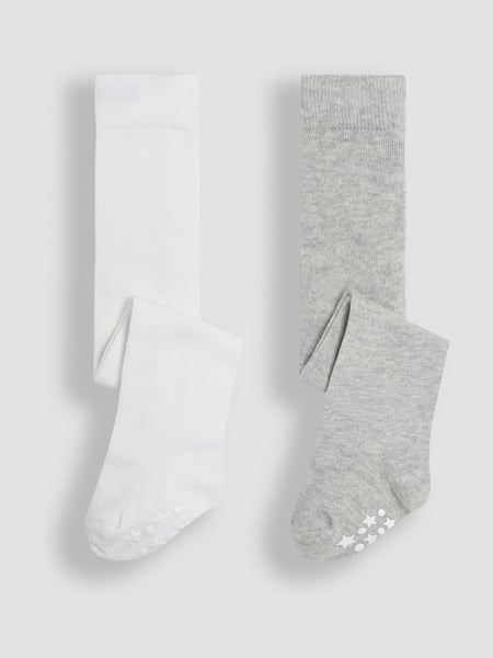 JoJo Maman Bébé Grey 2-Pack Cotton Rich Tights (E35719) | € 24