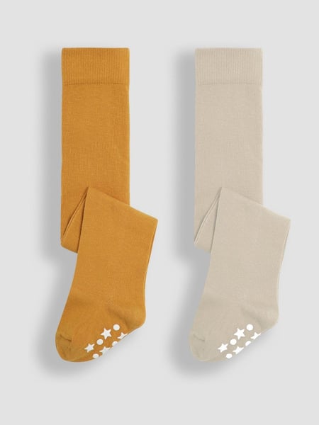 JoJo Maman Bébé Ochre 2-Pack Cotton Rich Tights (E35732) | € 24