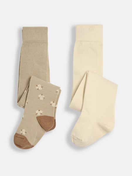 JoJo Maman Bébé Natural 2-Pack Cotton Rich Tights (E35735) | € 24