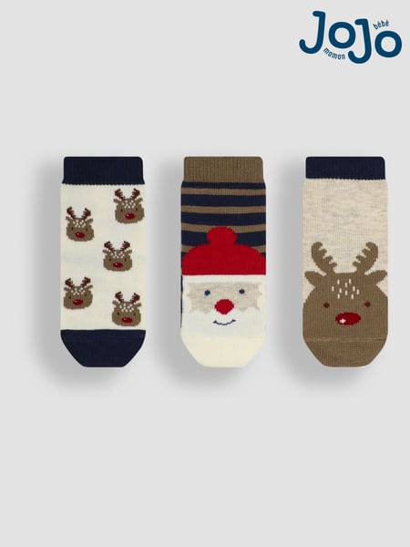 JoJo Maman Bébé Navy Festive 3-Pack Christmas Socks (E35737) | € 15