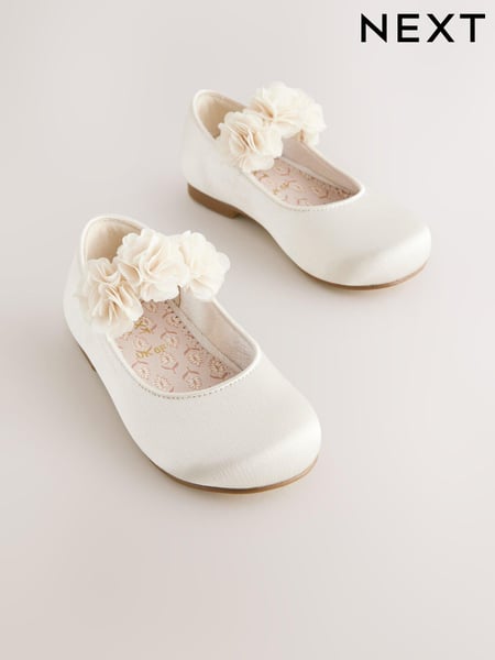 Ivory Standard Fit (F) Satin Flower Girl Occasion Corsage Mary Jane Shoes (E36057) | € 28 - € 33