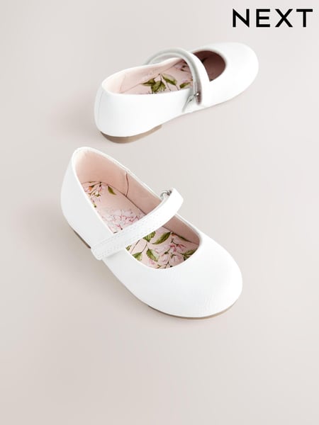 White Standard Fit (F) Mary Jane Touch Fastening Occasion Shoes (E36065) | € 24 - € 28