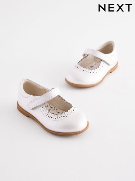 Silver Leather Touch Fastening Brogue Shoes (E36238) | € 34 - € 37