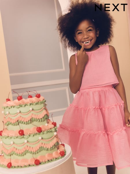 Coral Pink Occasion Top And Skirt Co-ord Set (3-16yrs) (E36512) | € 31 - € 40