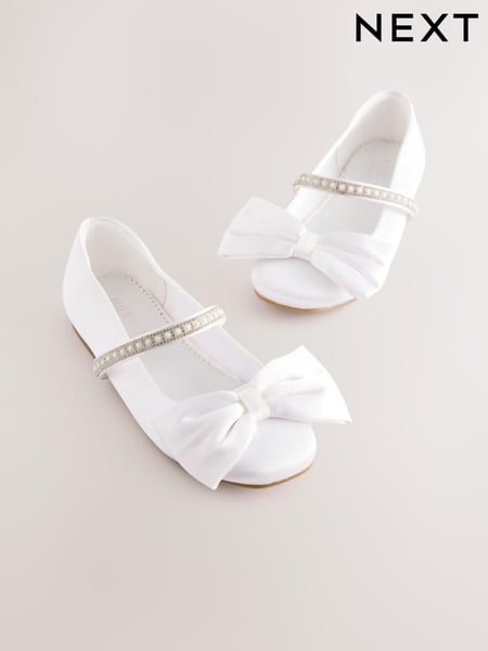 White Bow Flower Girl Mary Jane Shoes (E37040) | € 33 - € 43