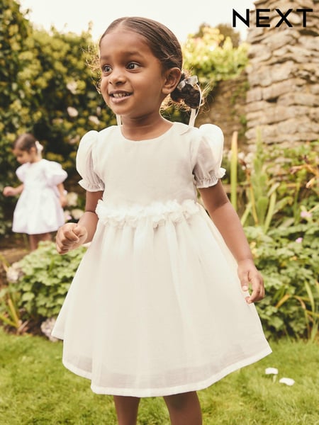 White Girl Flower Print Corsage Dress (3mths-8yrs) (E37872) | € 31 - € 40