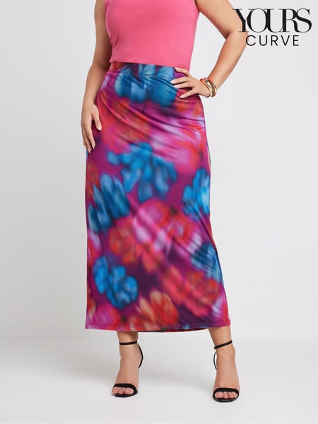 Yours Curve Pink Limited Collection Abstract Print Mesh Skirt (E41298) | € 45