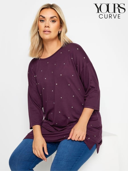 Yours Curve Purple Star Embellished Swing Top (E41496) | € 37