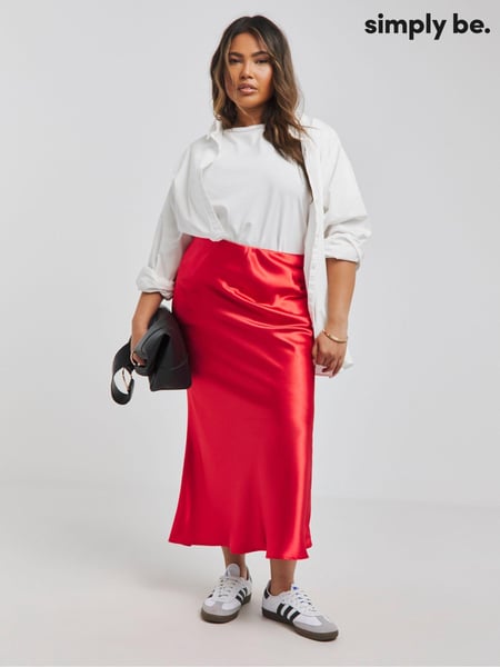 Simply Be Red Satin Maxi Skirt (E41603) | € 25