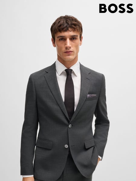 BOSS Grey BOSS Micro-Patterned Regular Fit  Wool Jacket (E42140) | € 241
