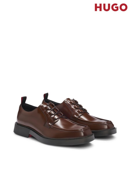 HUGO Brown Piping Detail Derby Shoes In Leather (E42228) | € 155